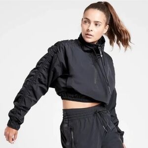 Allyson Felix x Athleta Legend Lux Cropped Half-Zip Black Bomber Jacket XXS